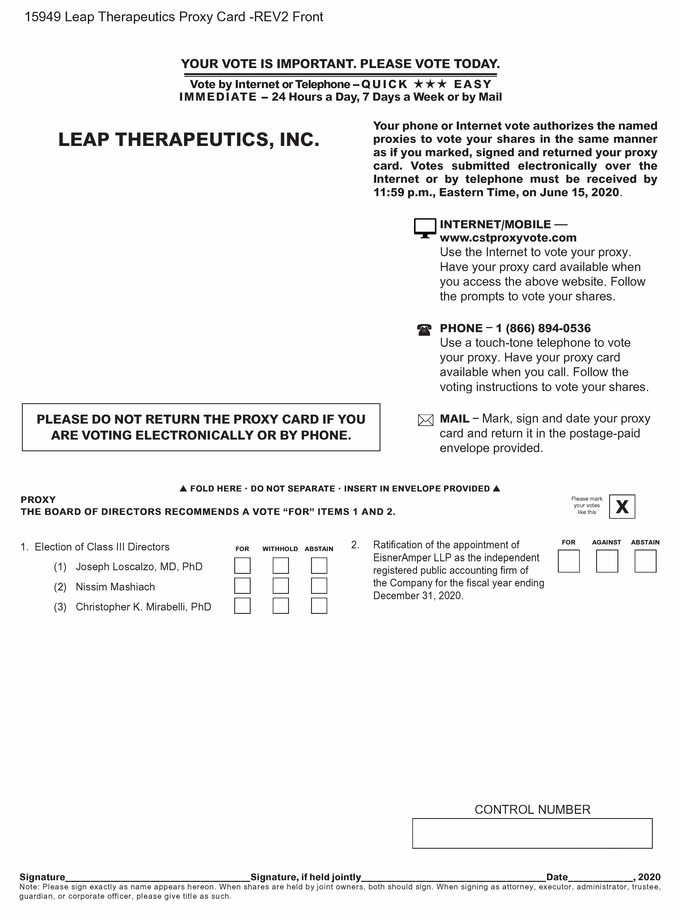 Form Def 14a Leap Therapeutics Inc For Jun 16