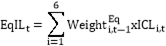 Formula:EqILt=i=16Weighti,t-1EqxICLi,t