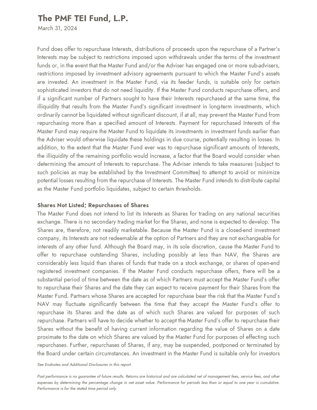 Form N-CSR PMF TEI Fund, L.P. For: Mar 31