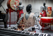 An ensemble of humanoid robots produced by Linkerbot is set up with musical instruments at the company’s office in Beijing, China, April 27, 2026. REUTERS/Maxim Shemetov